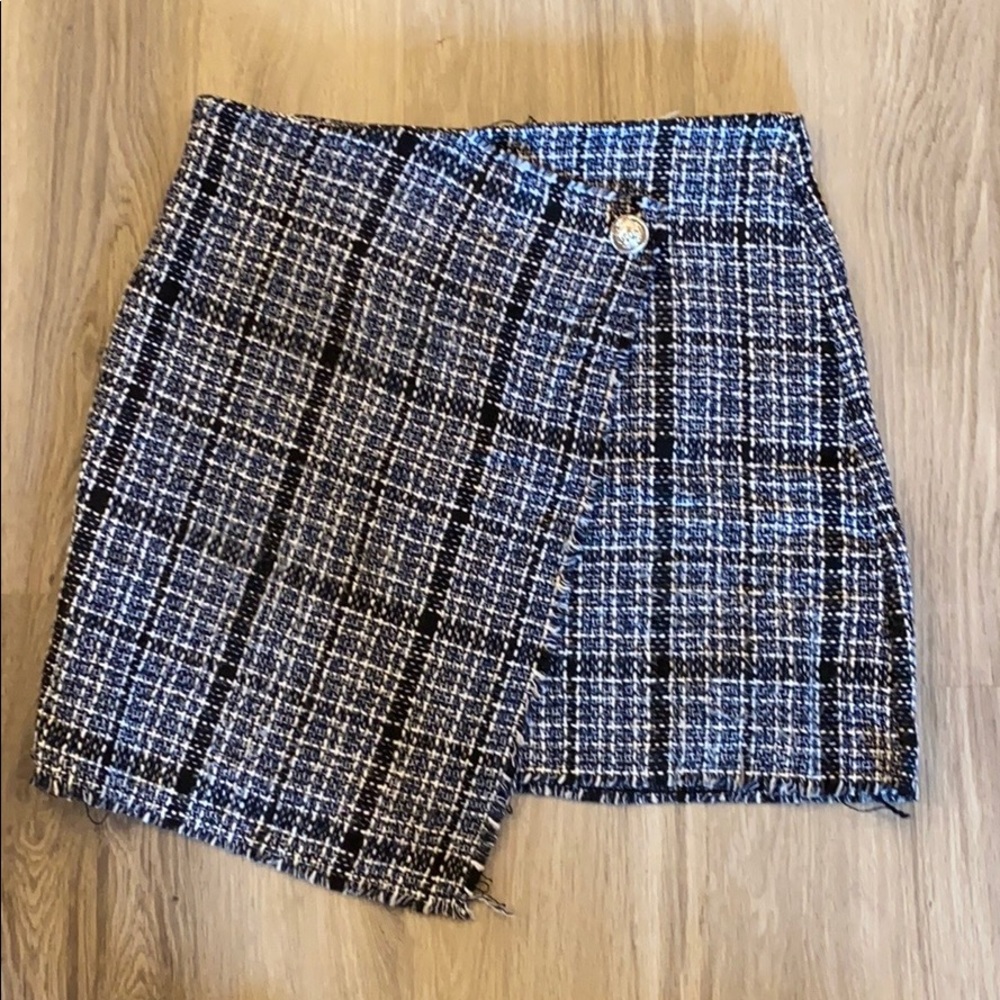 Tweed blue, black and white skirt